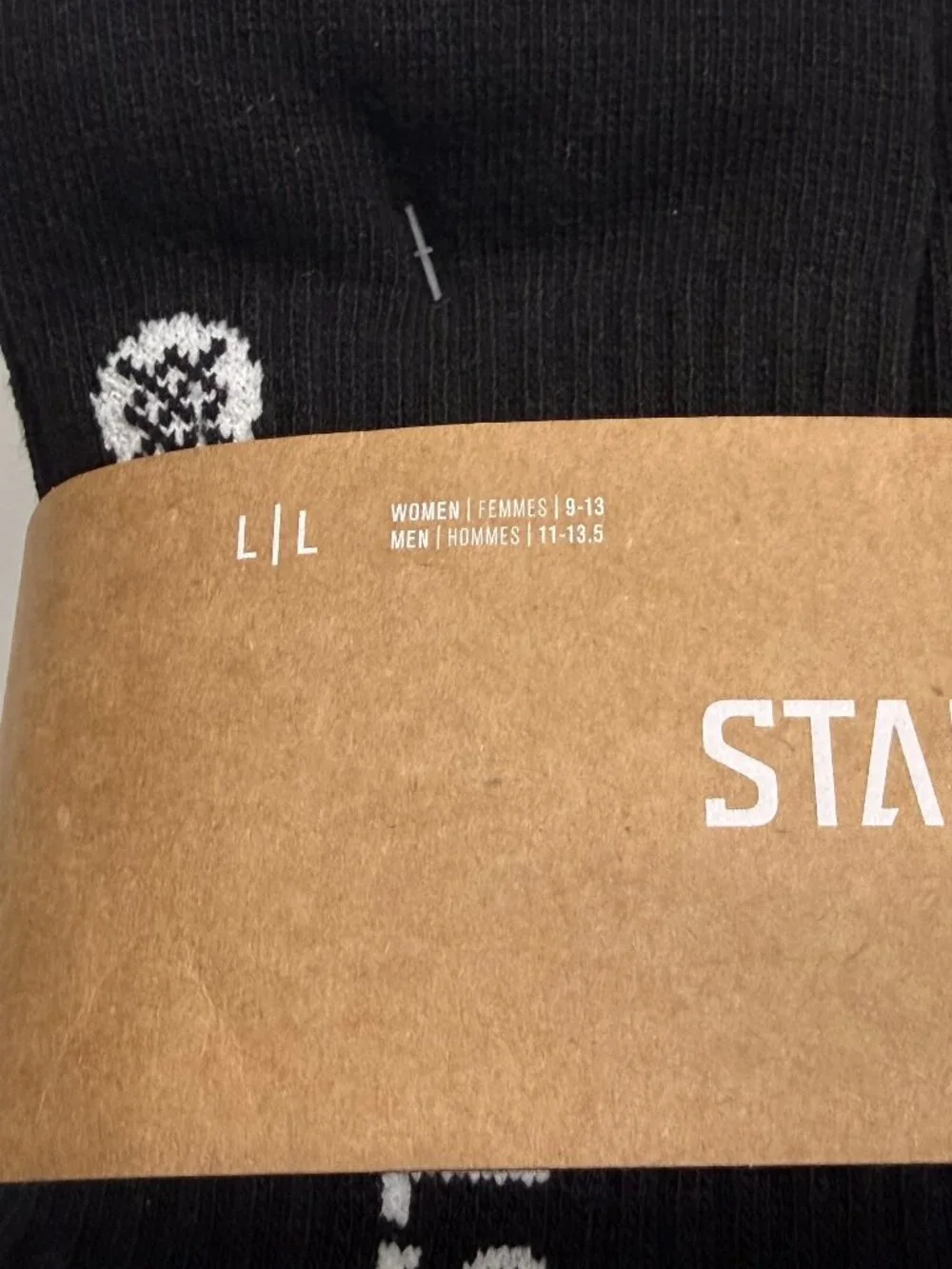 NWT - Stance Core 6 Pack Crew Socks - 6 Pair  - Black with White Accents – Large